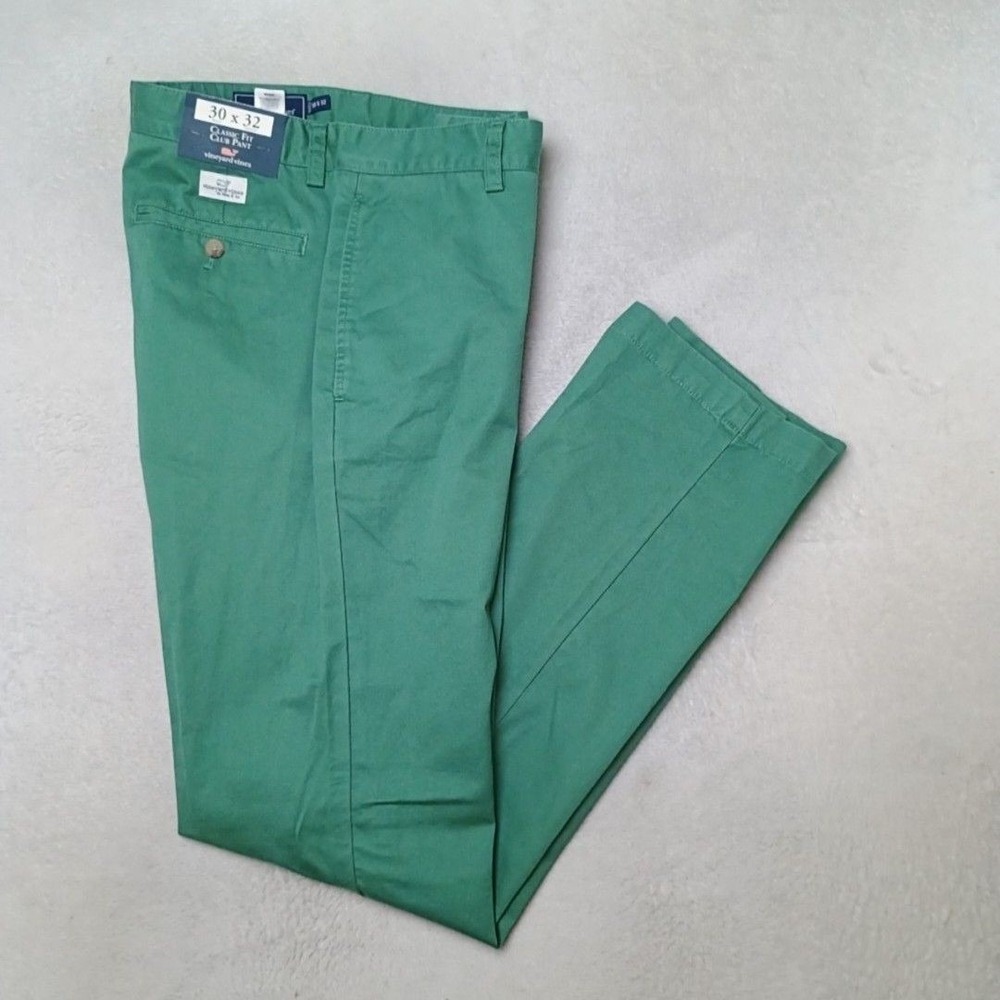 Vineyard Vines Pants Men 30x32 Green Chino Classic Fit Flat Front Club Work